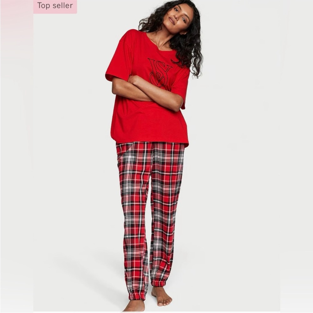 Victoria's Secret Red and Black Plaid Pajama Set
